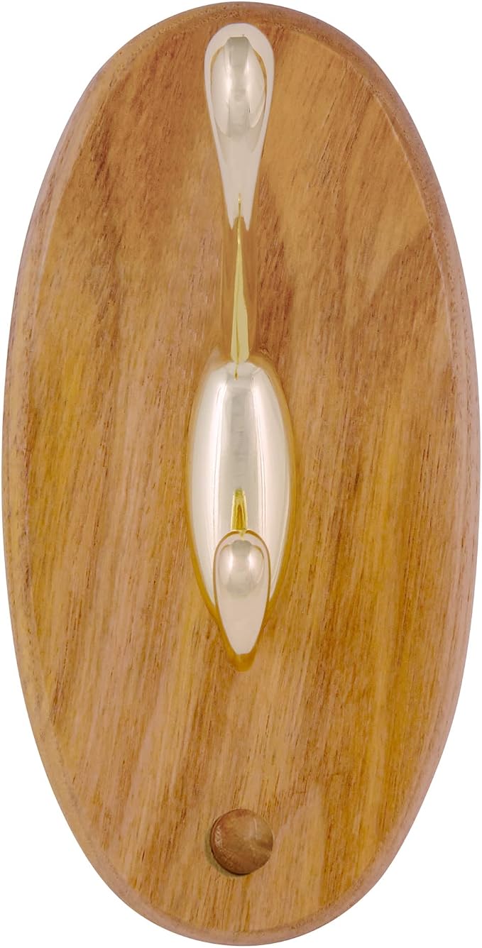 Design House 561217 Dalton Double Robe Hook, Wood Construction, Honey Oak Finish, One Size (Pack of 2)