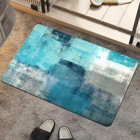 Bath Mat Rug,Blue Ocean Non Slip Quick Dry Super Absorbent Thin Bathroom Rugs Fit Under Door-Easy to Clean Bathroom Floor Mats-Shower Rug for Shower Sink Bathtub(20" x 31"in)