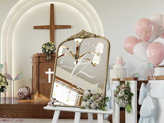 Vintage Arched Gold Wall Mirror, 24"x36" Antique Baroque Wall Mirrors, Ornate Arch Mirror for Bathroom Over Sink, Bedroom, Fireplace, Entryway, Living Room, Hanging or Leaning