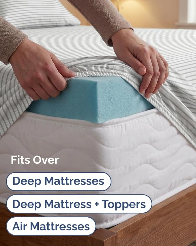 Extra Deep Twin XL Sheet Set - 4 Piece College Dorm Bed Sheets Set with Extra Deep Pockets - Ultra-Soft, Comfy & Breathable Bedding for Women, Men, Kids & Teens - Wrinkle & Fade Free - Grey Stripes 2