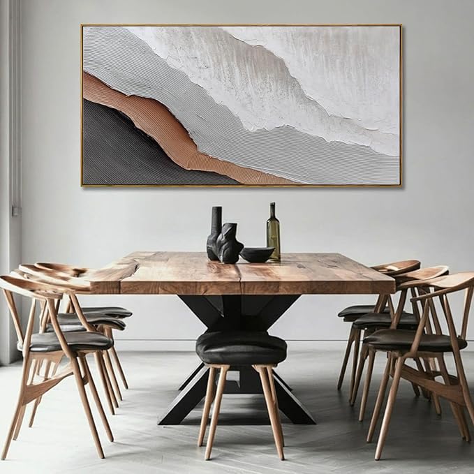SOUGUAN Textured Home Wall Decor Gray and White Canvas Painting Abstract Art Posters 24"x48" Kitchen Artwork Pictures for Office