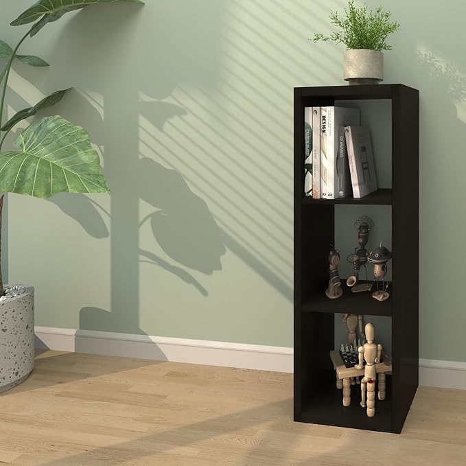 CTESNE【2026 Wooden Thick Frame 3 Cube Storage Organizer Shelf with Anti-Tipping Kits + Reversible Open Back Bookcase, Horizontal and Vertical Dual-use（Chocolate,11inch）