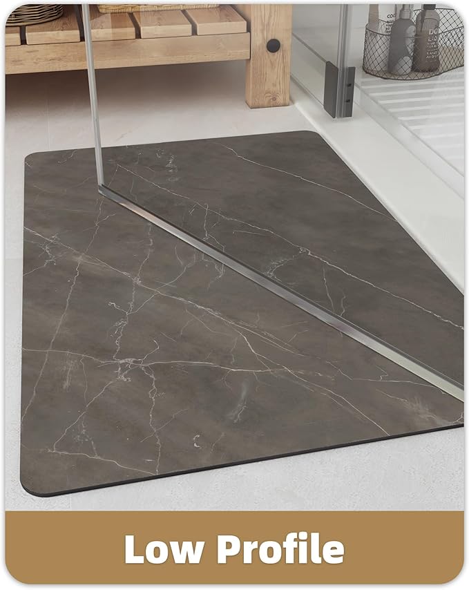 Color&Geometry Ultra Thin Bath Mat, Non Slip Quick Dry Rugs, Absorbent Marble Bathmat, 16"x24",Washable Rubber Mats for Shower Floor, in Front of Bathtub, Bathroom Decor, Taupe Marble-Patterned
