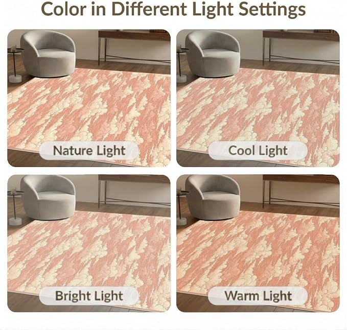 9'x12' Washable Flatwoven Rug, Peach Aesthetic Graphic Stain Resistant Massive Carpet for Dining Room, Basement, Large Office, Non-Slip Chair-Friendly Mat | Ref:2208262