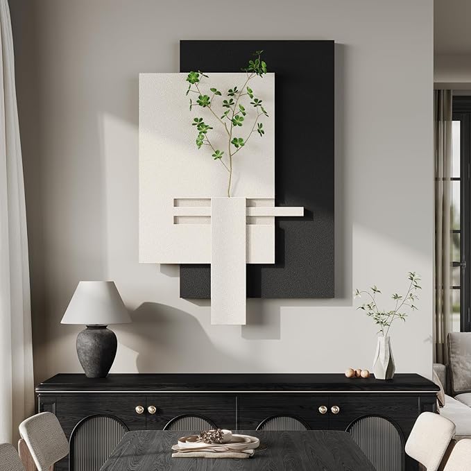 Cuspin Large Black and White Wall Art for Living Room, Modern Minimalist Artwork for Walls, 3D Textured Paintings Wall Decor for Bedroom Dining Room Hallway Office
