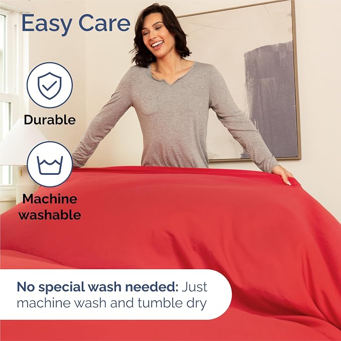 Split King Size 5 Piece Sheet Set - Comfy Breathable & Cooling Sheets - Hotel Luxury Bed Sheets for Women & Men - Deep Pockets, Easy-Fit, Extra Soft & Wrinkle Free Sheets - Red Oeko-Tex Bed Sheet Set