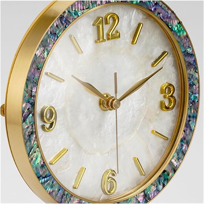 Desk Clock Living Room Household Brass Desktop Clock HD Glass Lens Easy to Read Suitable for Bedroom Kitchen Living Room Office Decor Clocks