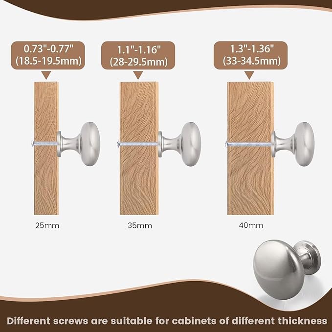 5 Pack Brushed Nickel Kitchen Cabinet Knobs, 1-3/16 Inch(29.5mm) Satin Nickel Drawer Knobs,Solid Round Dresser Knobs Dresser Drawer Handles, Modern Knobs for Dresser Drawers