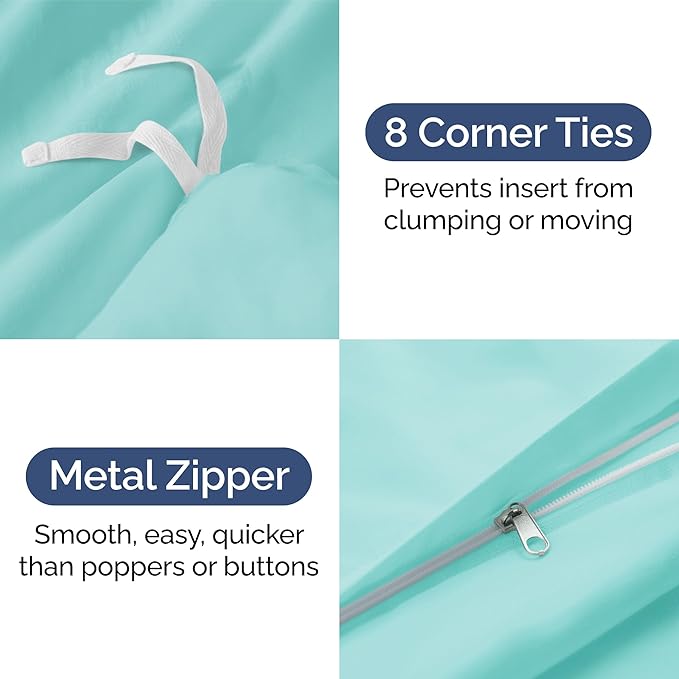 Duvet Cover Twin/Twin XL Size - Extra Soft Twin/Twin XL Size Duvet Cover - Breathable, Easy Care and Fade Free with Zipper Closures & Ties - 68" x 90" Inches - (Spa Blue) Comforter Not Included