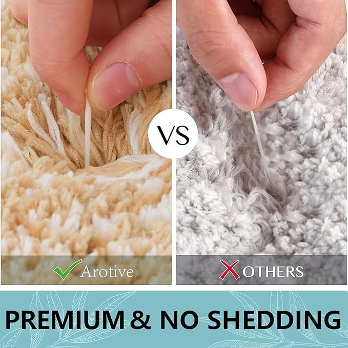 Arotive Microfiber Bathroom Rugs, Shaggy Soft and Absorbent Bath Rug, Non-Slip, Thick Plush Machine Washable Dry Bath Mats for Bathroom, Tub and Shower, 36x24, Beige, Rectangular