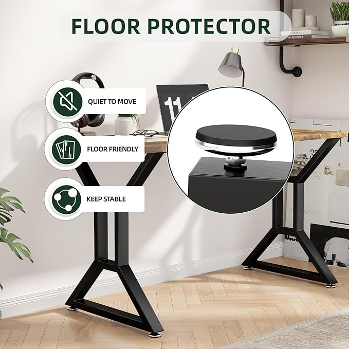 Metal Table Legs 28" H x 24" W Furniture Desk Bench Dining Table Legs Gourd Shape Heavy Duty Desk Legs with Adjustable Feet Set of 2 Black