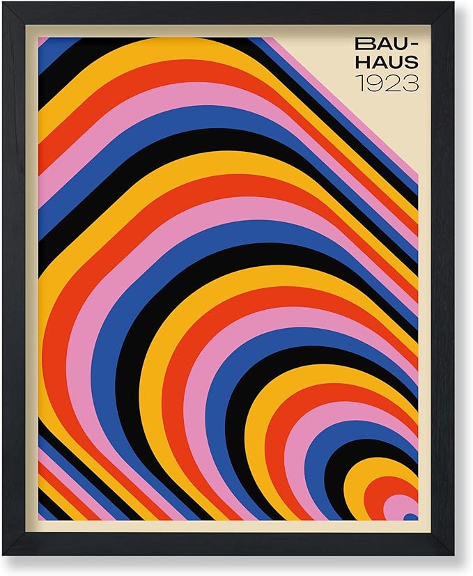 Poster Master Bauhaus Poster - Psychedelic Stripes Print - Abstract Art- Geometric - Graphic Design - Chic Boho - Mid Century Modern Art - 11x14 UNFRAMED