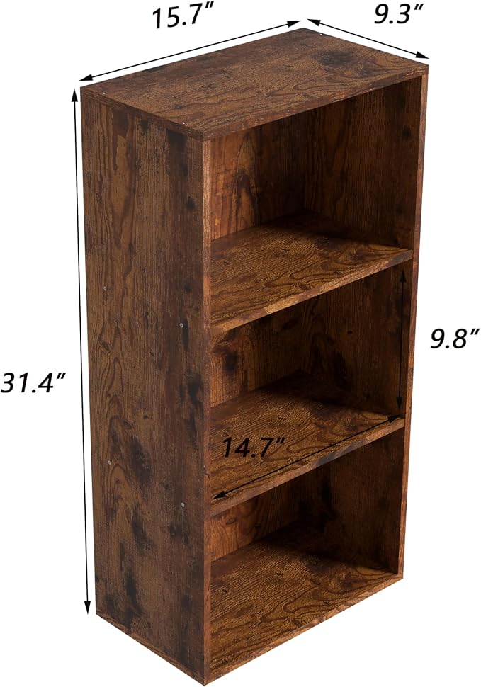 Wooden 3 Cube Storage Organizer, 3 Tier Low Bookcase Freestanding Storage Display Organizer,Versatile Cubes Shelf and Cubby Unit for Any Space