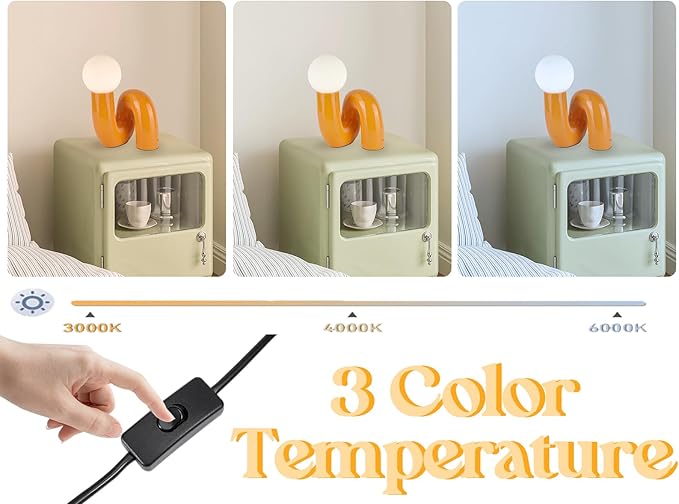 Orange Table Lamp Modern Milk White Globe Glass Table Light Modern Resin Light Fixtures for Bedside Bedroom Living Room Kid’s Room Corner Office