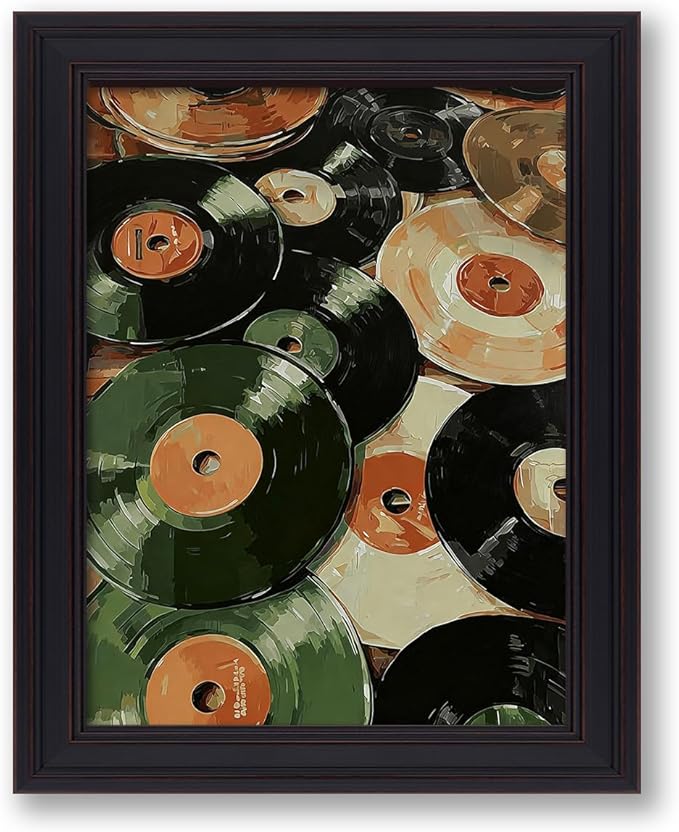Music Vinyl Records Poster Vintage Abstract Mid Century Wall Art Modern Trendy Canvas Aesthetic Prints for Living Room Bedroom Wall Decor 012X16 inch Vintage Framed Music Lovers Gifts