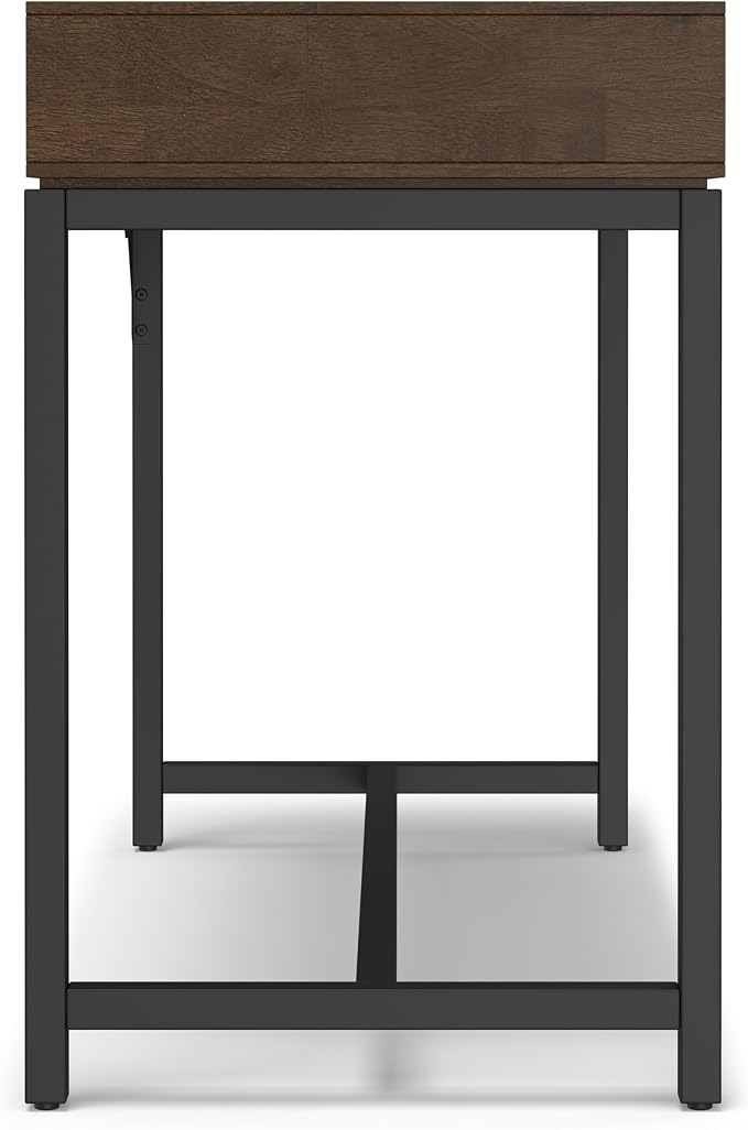 SIMPLIHOME Banting Small Desk - 48 Inch Wide Solid Wood and Metal Writing Desk in Walnut Brown, Modern Industrial Home Office Computer Table for Study with 2 Drawers and Flip-Down Keyboard Tray