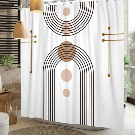 Mid Century Boho Shower Curtain Abstract Arch Sun Rainbow Modern Minimalist Geometric Aesthetic Shower Curtains for Polyester Fabric Bathroom Decorations 60x72 inch