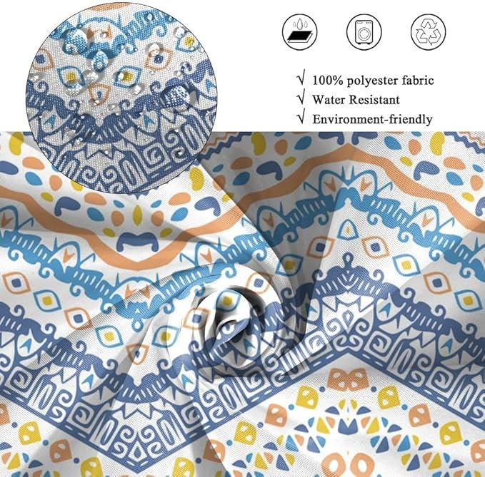 Blue Bohemian Shower Curtain for Bathroom Colorful Boho Striped Shower Curtains Modern Abstract Aesthetic Bathroom Decor Set Washable Waterproof Polyester Fabric with Hooks 48x72 Inch