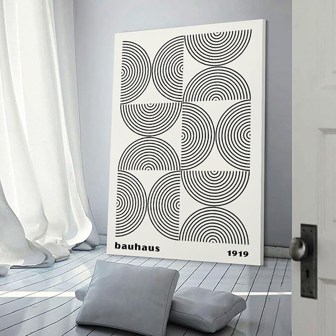 Bauhaus Poster,black And White Print,Abstract Art,Minimalist Canvas Wall Art Print Poster For Home School Office Decor Frame-style 20x30inch(50x75cm)