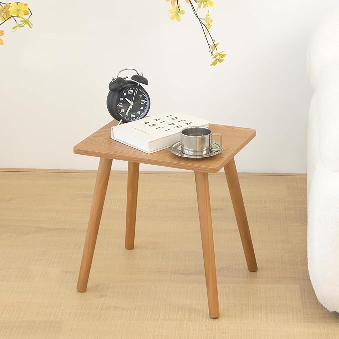 AWASEN Mid Century Modern Side Table, Small End Table for Living Room Bedroom Office Small Spaces, Modern Side Table Nightstand with Solid Wood, Easy Assembly, (Brown)