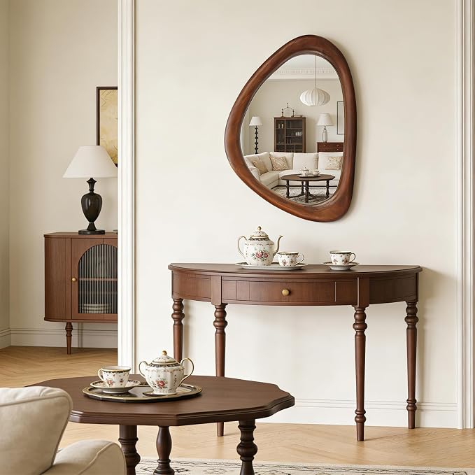 MAGFLERUM Irregular Wall Mirror, 30 * 20 inch Asymmetrical Wood Mirrors, Entryway Mirror, Hanging Vertically and Horizontally. Mirrors for Wall Decor (Black Walnut)