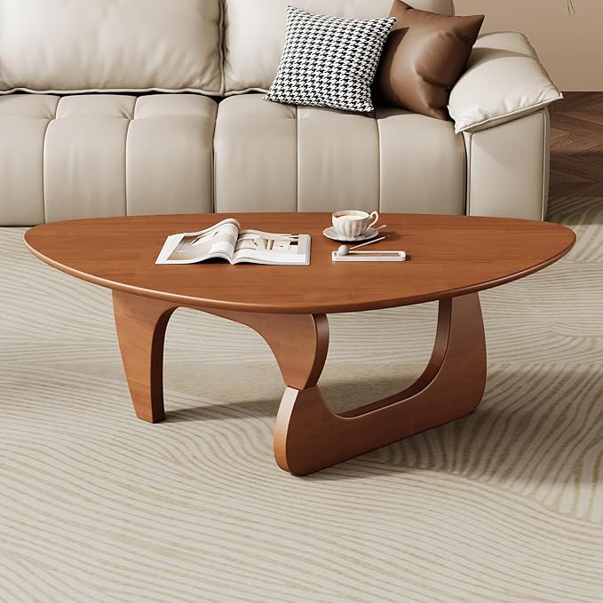 Mid Century Modern Coffee Table - Walnut Wooden Coffee Table for Living Room,Center Table Suitable for Bedroom Living Room Reception Office Tables (Walnut, Small 34.5 * 23.5 * 16in)