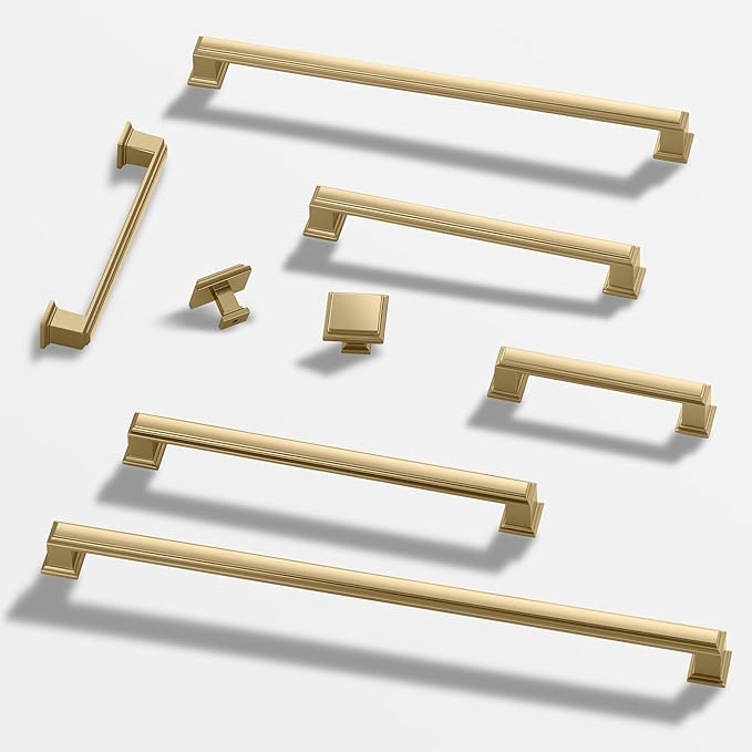 10 Pack 12.6 Inch(320mm) Hole Center Brushed Champagne Bronze Modern Cabinet Pulls Kitchen Cabinet Handles Kitchen Cabinet Hardware Timeless Drawer Pulls for Dresser Wardrobe, Champagne(12.6x10)