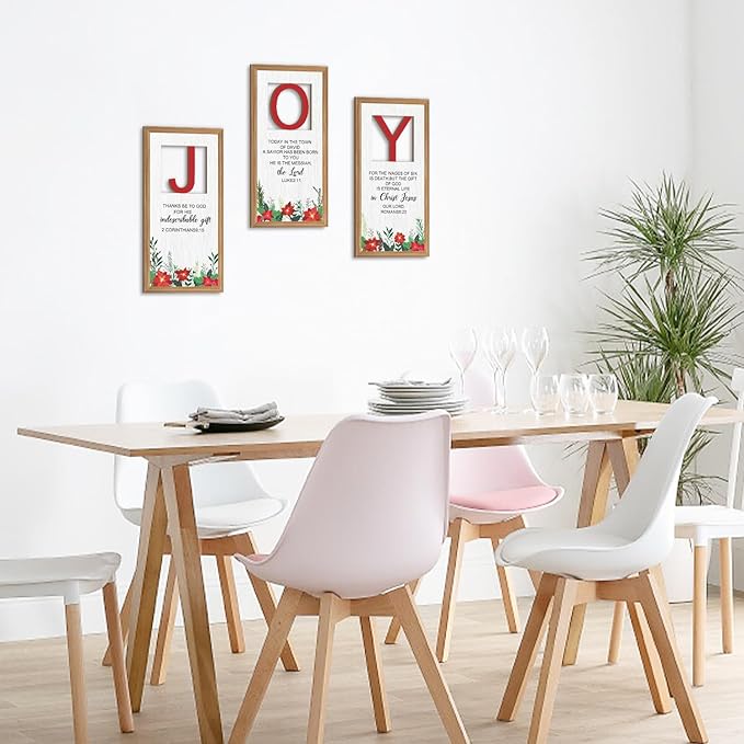 IARTTOP 3Pcs Christmas Christian Wall Art Set Religious Bible Verse Wall Decor Christian Jesus Artwork Scripture Quotes Art Prints for Church Prayer Bedroom Christmas Decor 8x16 Inch