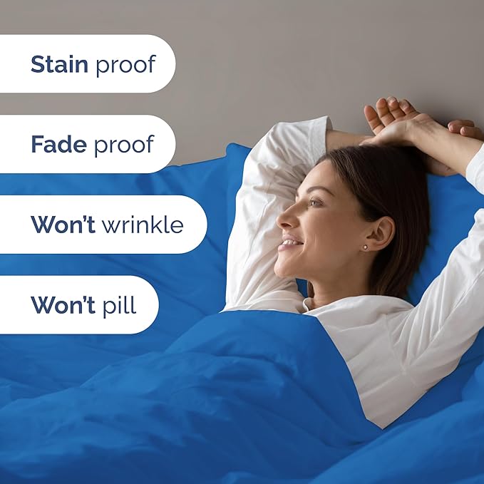 Duvet Cover Full Size - Extra Soft Full Size Duvet Cover - Lightweight, Breathable & Cozy - Easy Care & Fade Free w/Zipper Closures & Ties - 80" x 90" Inches - (Royal Blue) Comforter Not Included