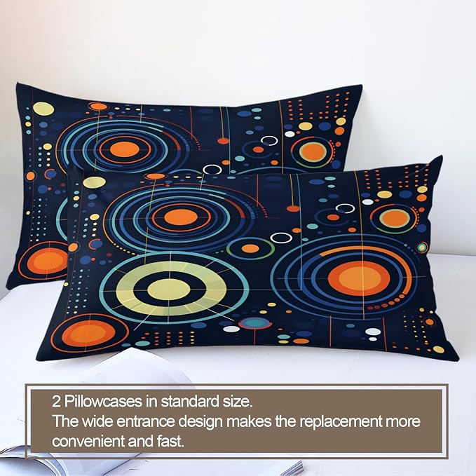 Abstract Starry Sky Duvet Cover California King, Solar System Space Bedding Set 3 Piece Bedroom Decor Deep Blue Comforter Cover and 2 Pillow Sham with Zipper Closure