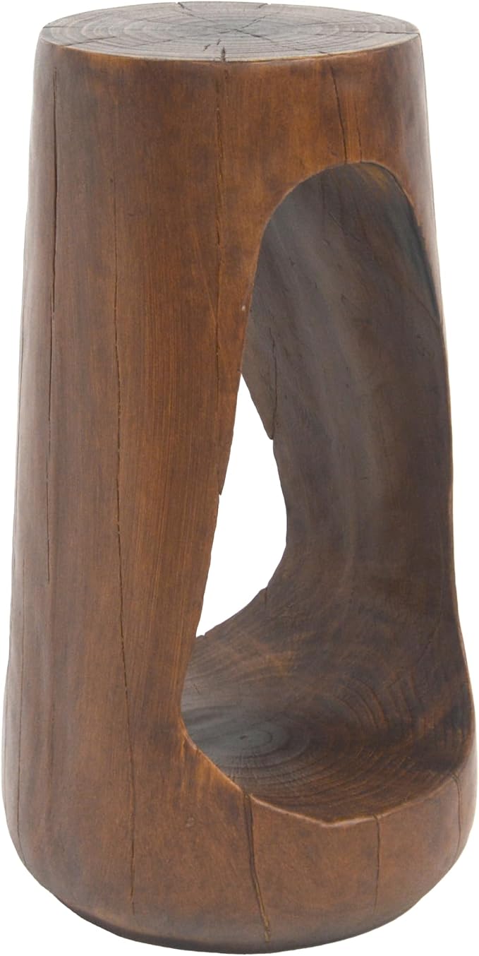 ø11.6'' Side Table End Table for Living Room, Modern Farmhouse Countryside Style, Magnesium Oxide & Lightweight Concrete Material for Indoor & Outdoor, No Assembly, Wood Grain, Antique Brown