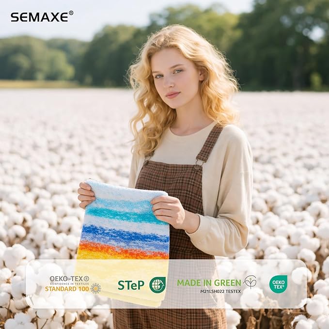 SEMAXE Hand Towels for Bathroom, 100% Cotton Towels with Hanging Loops, Soft and Absorbent, 4 Pack Hand Towel Set for Gym, Shower, Hotel, Spa and Kitchen, Colorful Towel - Wheat Field Collection