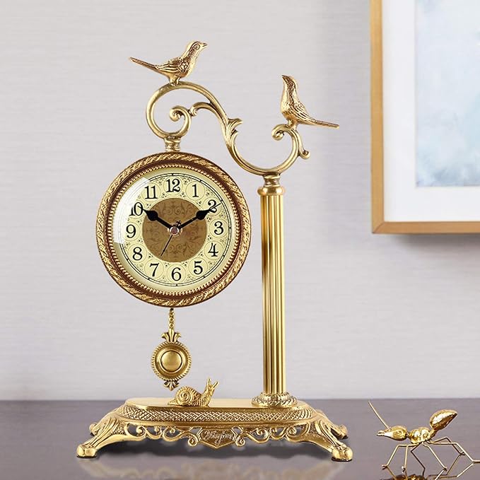 Desk European Brass Ornament Seat Clock Home Living Room Decoration Vintage Desk Office