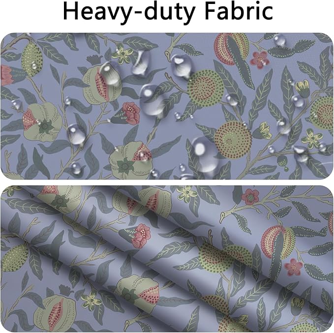 No Hook Shower Curtain with Snap in Fabric Liner - Vintage Botanical Fruit Floral Print, Waterproof Shower Curtains and Liner Set for Bathroom, 71″W × 74″H