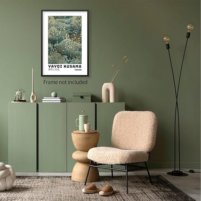 Yayoi Kusama Inspired Poster Japanese Botanical Wall Art Abstract Yayoi Kusama Print Modern Ukiyo-e Japanese Gallery Wall Decor 16x24in Unframed for Home Bedroom Decorations