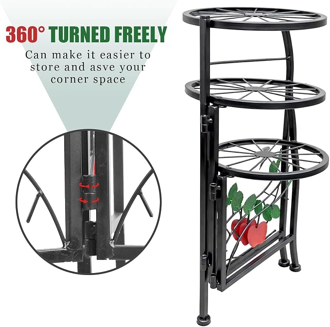 3 Tier Metal Plant Stand Indoor Outdoor Fold Waterproof Flower Plant Fit For Garden Balcony Patio Living Room Balcony Office Yard