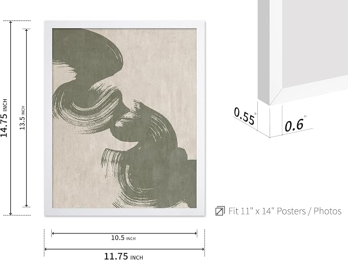 Poster Master Brush Strokes Poster - Painted Swirl Print - Paint Strokes Art - Drawing Illustration - Sketch Design - Abstract Painting - Office or Bedroom Decor - 11x14 White Framed