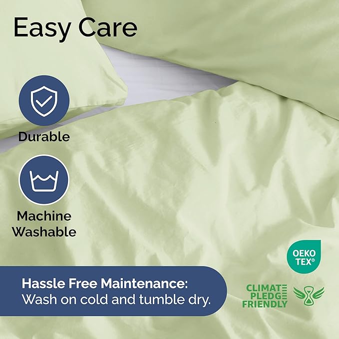 Duvet Cover King Size - Extra Soft King Size Duvet Cover - Lightweight, Breathable, Easy Care & Fade Free w/Zipper Closures & Ties - 104" x 90" Inches - (Light Sage Green) Comforter Not Included