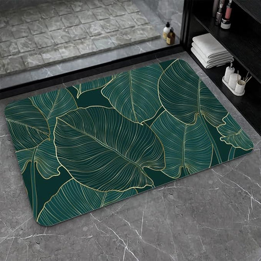 Diatomaceous Earth Bath Mat,The Leaves Non-Slip Volume Super Absorbent Fast Drying for Bathroom Kitchen Door mat,Eco-Friendly Easy to Clean 20×31Inch (50 * 80cm)