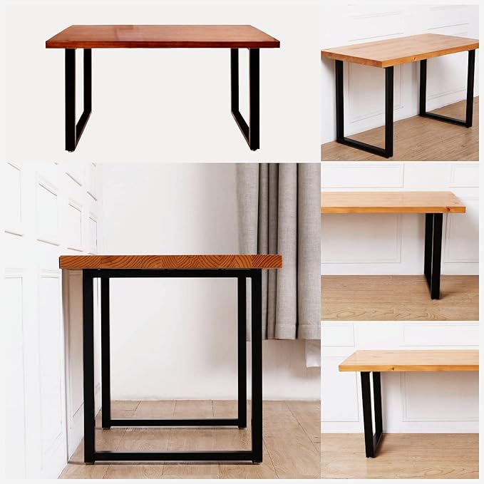LCSDLHLSY Metal Table Legs 28x24 Inch, Modern Industrial Steel Square Frame for DIY Dining Table, Kitchen Table Base, Desk, Workstation, Desk Legs,Supports 1000lbs, Set of 2 (Black)