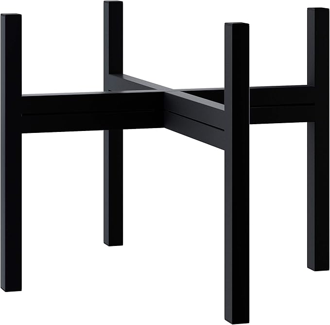 FaithLand Mid Century Plant Stand Indoor Outdoor(Plant Pot Not Included), Holds Planters with a Maximum Width of 14 Inch, Metal Planter Stand, Potted Plant Holder, Black - Width Not Adjustable