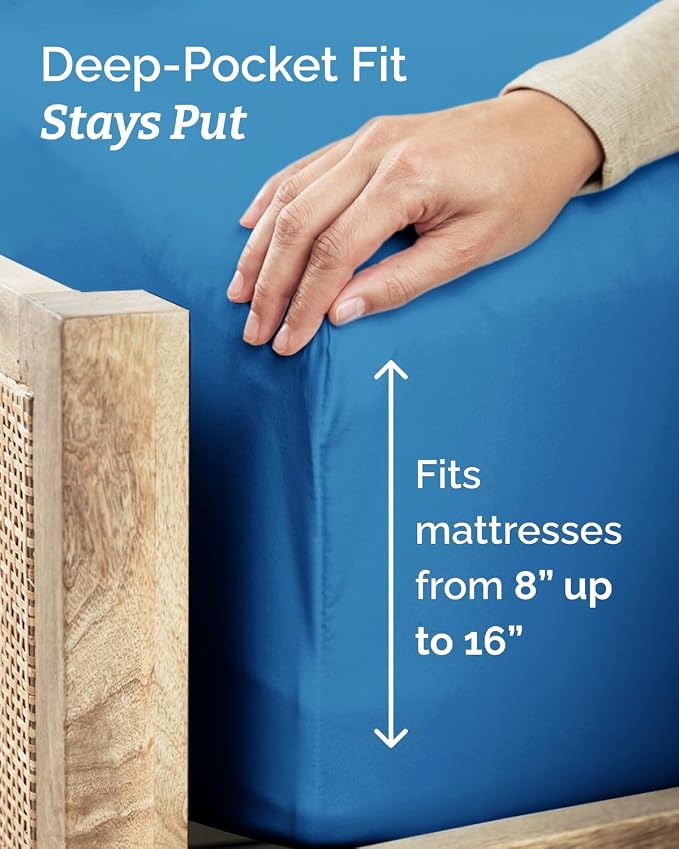 Twin XL Size 3 Piece Sheet Set - Comfy Breathable & Cooling Sheets - Hotel Luxury Bed Sheets for Women & Men - Deep Pockets, Easy-Fit, Soft & Wrinkle Free Sheets - Royal Blue Oeko-Tex Bed Sheet Set
