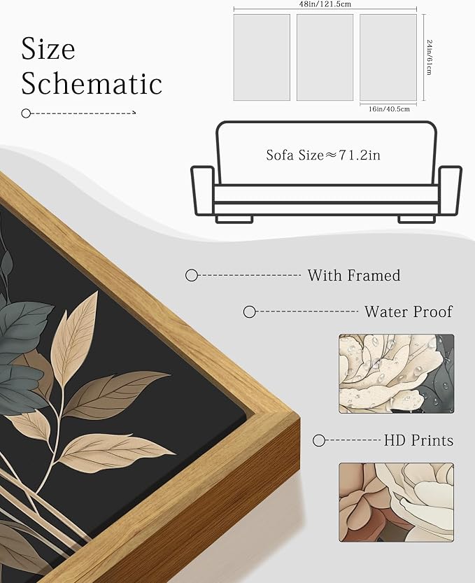 KUVIOKE Vintage Flower Framed Wall Art Watercolor Colorful Boho Floral Wall Decor Retro Wildflower Modern Art Prints for Living Room Bedroom 16x24in (Natural Framed)