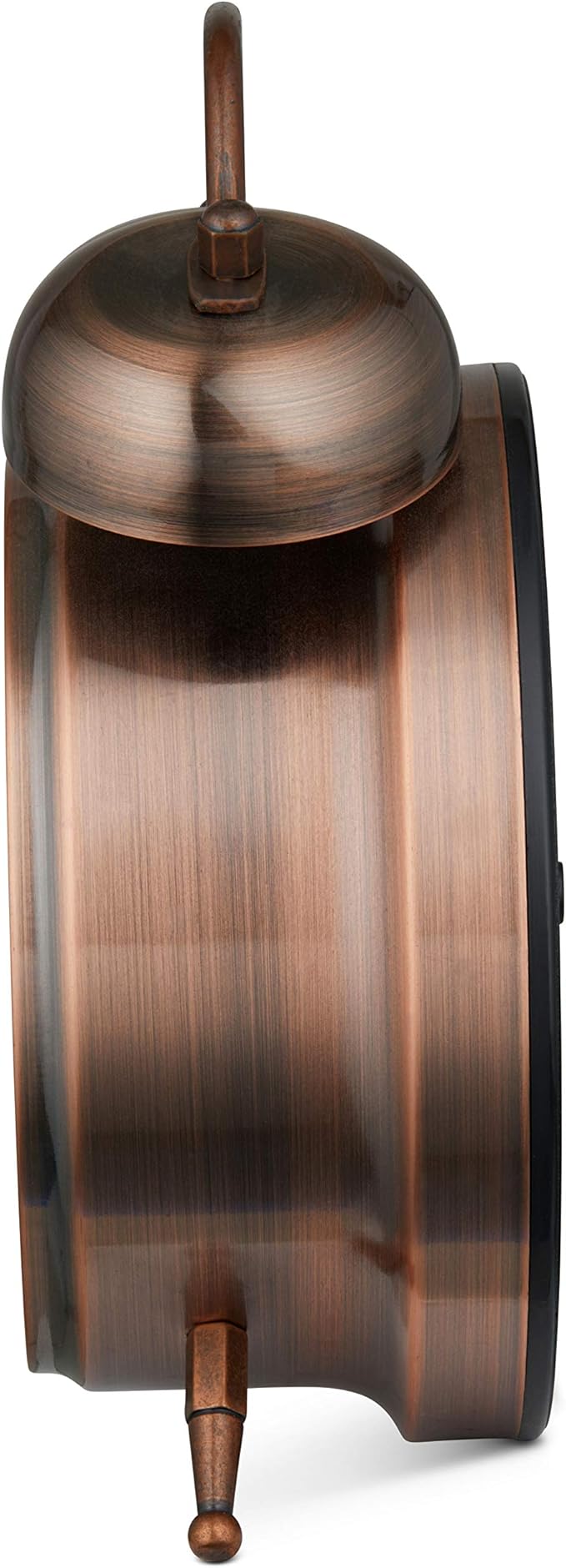 Bernhard Products Analog Alarm Clock Twin Bell Retro Copper Metal 4" Extra Loud Quartz Battery Operated with Backlight for Bedside Table Vintage Silent Non-Ticking Old fashioned Decorative Desk Clocks
