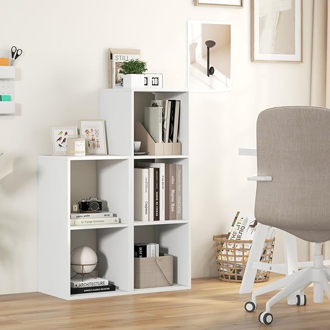 Tangkula 3-Cube Bookcase, 4-Tier Bookshelf with Open Compartments, Freestanding Cube Storage Organizer with Anti-Toppling Kits, Modern Display Shelf for Living Room, Study (1, White, 3-Cube)