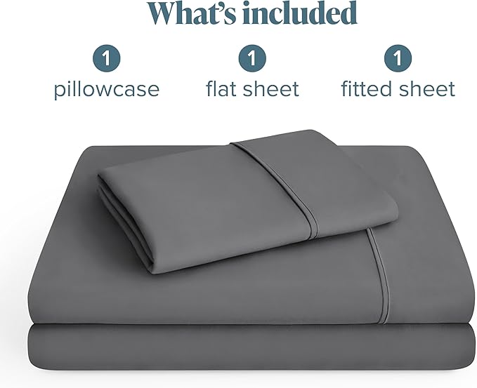Bare Home Twin Sheet Set - 1800 Ultra-Soft Microfiber Twin Bed Sheets - Double Brushed - Deep Pockets - Easy Fit - 3 Piece Set - Bedding Sheets & Pillowcases (Twin, Grey)