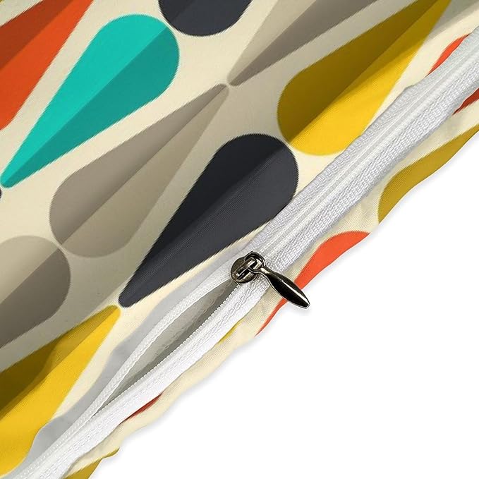 Mid Century Duvet Cover Sets Aesthetic Abstract Geometric Mid Century Retro Printed Lightweight Soft Quilt Cover Minimalist Soft Microfiber 3 Piece (1 Duvet Cover 90x102in + 2 Pillow Sham 20x30in)