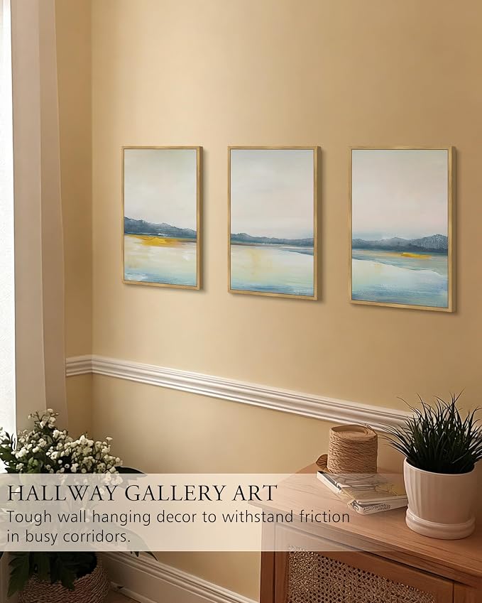 KUVIOKE Abstract Landscape Framed Wall Art Minimalist Neutral Illustrations Modern Art Decorative Nordic Home Decor 16x24in (Natural Framed)