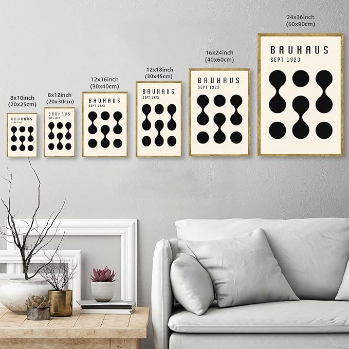 Framed Bauhaus Poster Canvas Wall Art Prints Modern Minimalist Aesthetic Art Print Wall Decor for Living Room Bedroom Office Apartment Decoration (Gold Framed,24L x36W)