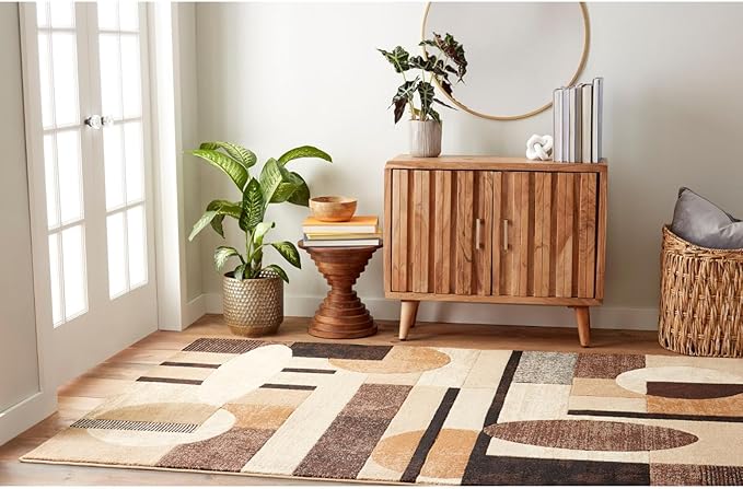 Home Dynamix Tribeca Jasmine Contemporary Geometric Area Rug,Brown/Beige, 3'11"x5'2"
